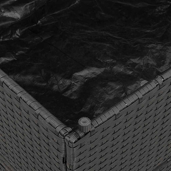 Klappliege Poly-Rattan mit Stauraum Schwarz