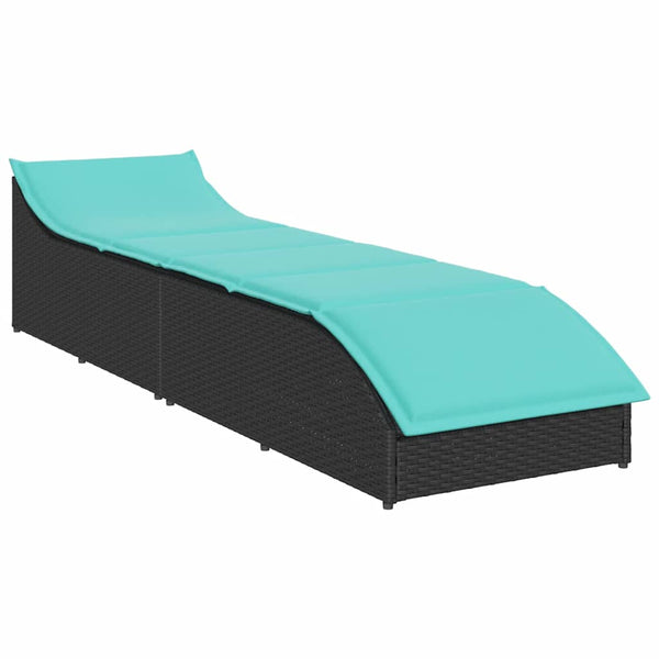 Klappliege Poly-Rattan mit Stauraum Schwarz