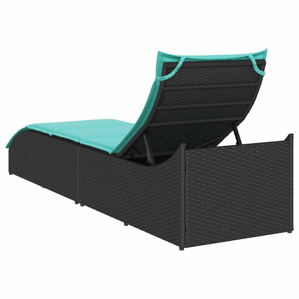Klappliege Poly-Rattan mit Stauraum Schwarz