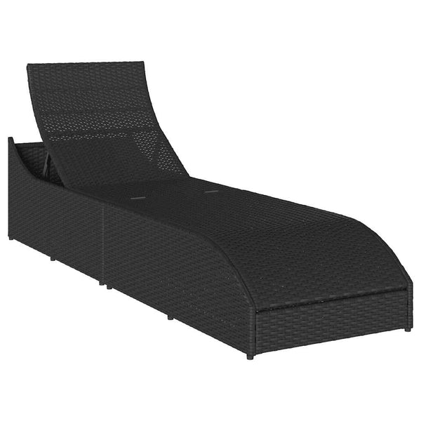 Klappliege Poly-Rattan mit Stauraum Schwarz