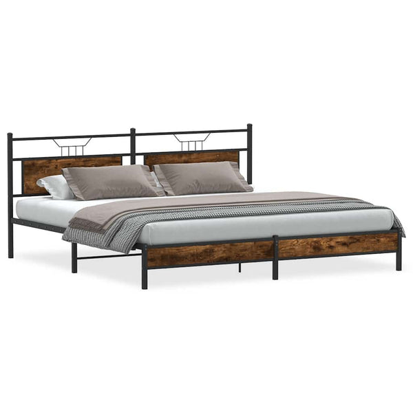 Metallbett 193x201 cm Räuchereiche