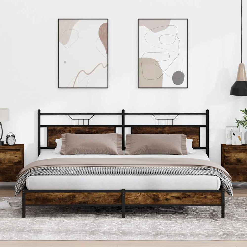 Metallbett 193x201 cm Räuchereiche