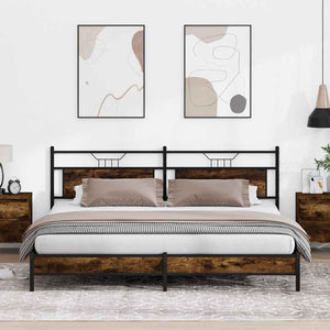 Metallbett 193x201 cm Räuchereiche
