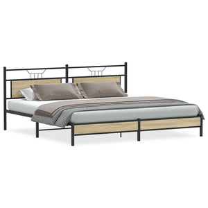 Metallbett Sonoma-Eiche 193x201 cm (Ohne Matratze)