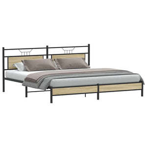 Metallbett Sonoma-Eiche 193x201 cm (Ohne Matratze)