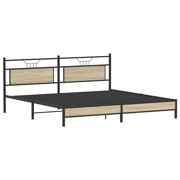 Metallbett Sonoma-Eiche 193x201 cm (Ohne Matratze)