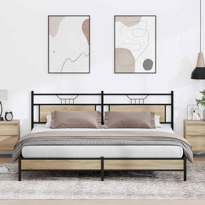 Metallbett Sonoma-Eiche 193x201 cm (Ohne Matratze)