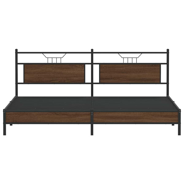 Metallbett 193x201 cm Braun Eichen-Optik