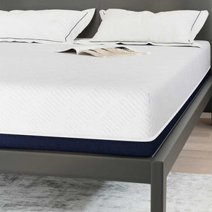 Matratze 140x190 cm Weiß Blau Jacquard-Stoff