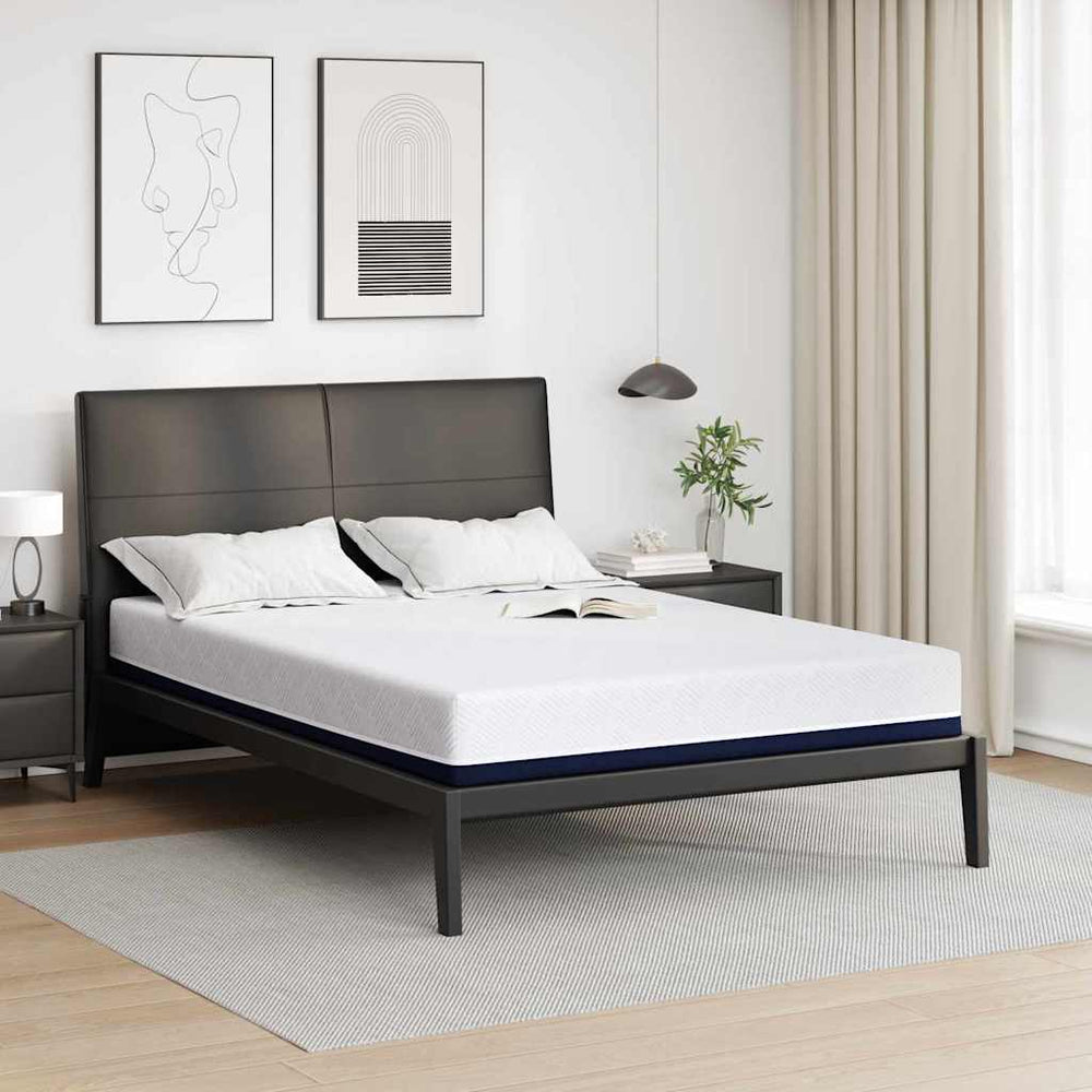 Matratze 140x190 cm Weiß Blau Jacquard-Stoff