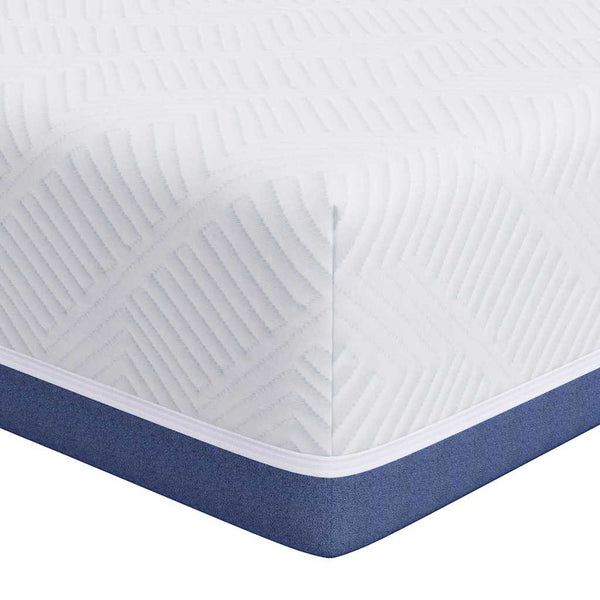 Matratze 140x190 cm Weiß Blau Jacquard-Stoff