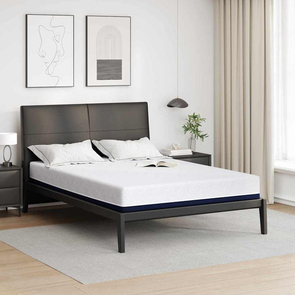 Matratze 160 x 200 cm Weiß Blau Jacquard-Stoff