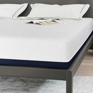 Matratze 180x200 cm Weiß Blau Jacquard-Stoff