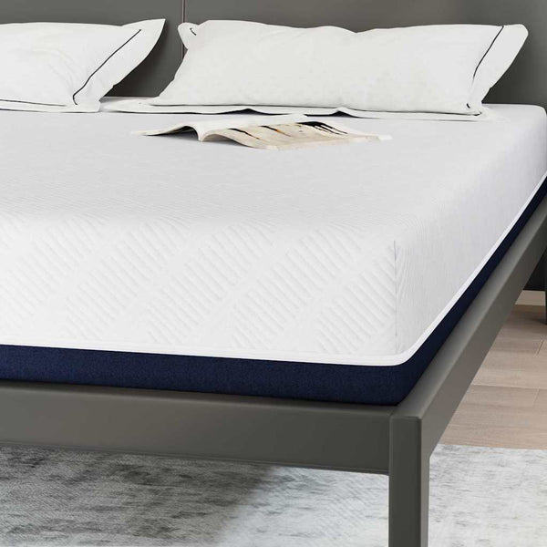 Matratze 180x200 cm Weiß Blau Jacquard-Stoff