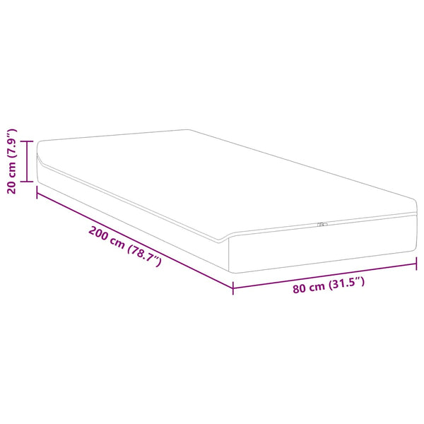 Matratze 80x200 cm Weiß Grau Jacquard-Stoff