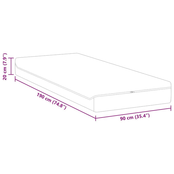 Matratze 90x190 cm Weiß/Grau Jacquard-Stoff