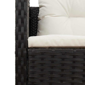 Gartensofa Set Schwarz Creme Polyrattan 6-teilig