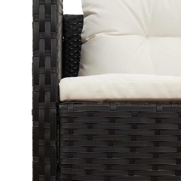 Gartensofa Set Schwarz Creme Polyrattan 6-teilig