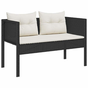 Gartensofa Set Schwarz Creme Polyrattan 6-teilig