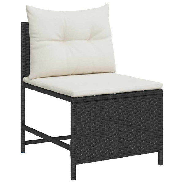 Gartensofa Set Schwarz Creme Polyrattan 6-teilig
