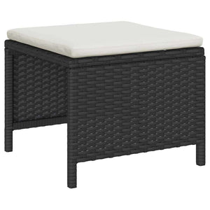 Gartensofa Set Schwarz Creme Polyrattan 6-teilig