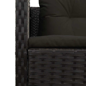 Gartensofa Set Schwarz Poly-Rattan mit Kissen