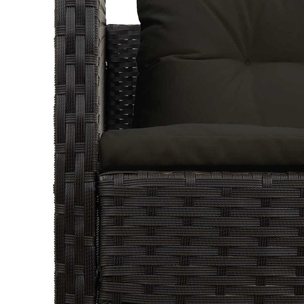 Gartensofa Set Schwarz Poly-Rattan mit Kissen