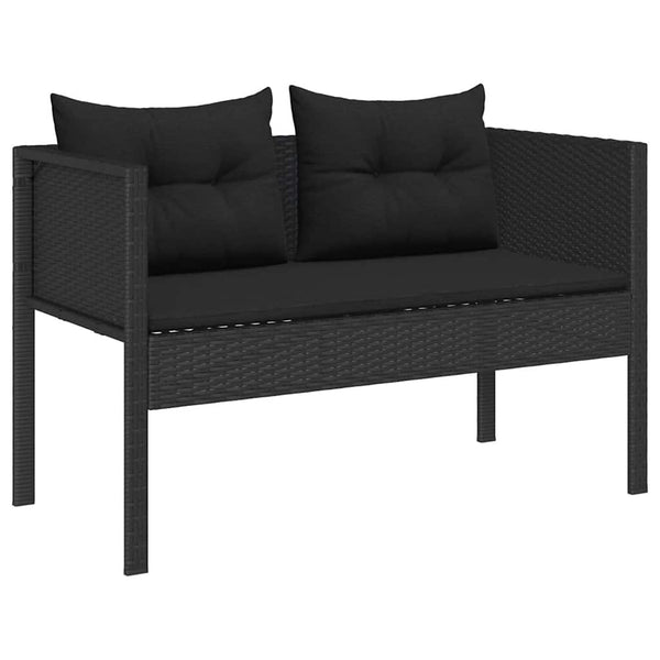 Gartensofa Set Schwarz Poly-Rattan mit Kissen