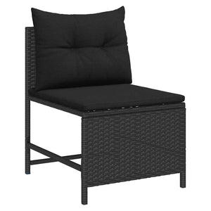 Gartensofa Set Schwarz Poly-Rattan mit Kissen