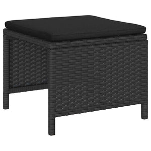 Gartensofa Set Schwarz Poly-Rattan mit Kissen