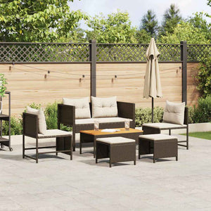 Gartensofa Set Braun Creme 6-teilig