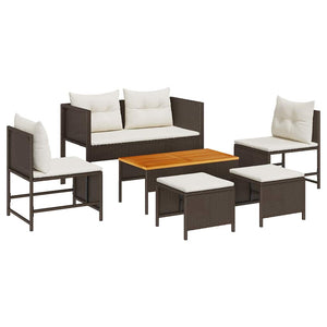 Gartensofa Set Braun Creme 6-teilig