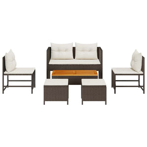 Gartensofa Set Braun Creme 6-teilig