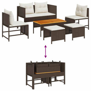Gartensofa Set Braun Creme 6-teilig