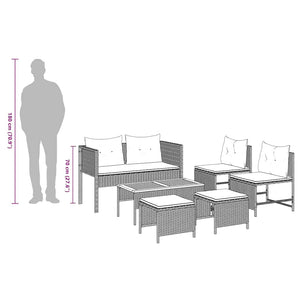Gartensofa Set Braun Creme 6-teilig