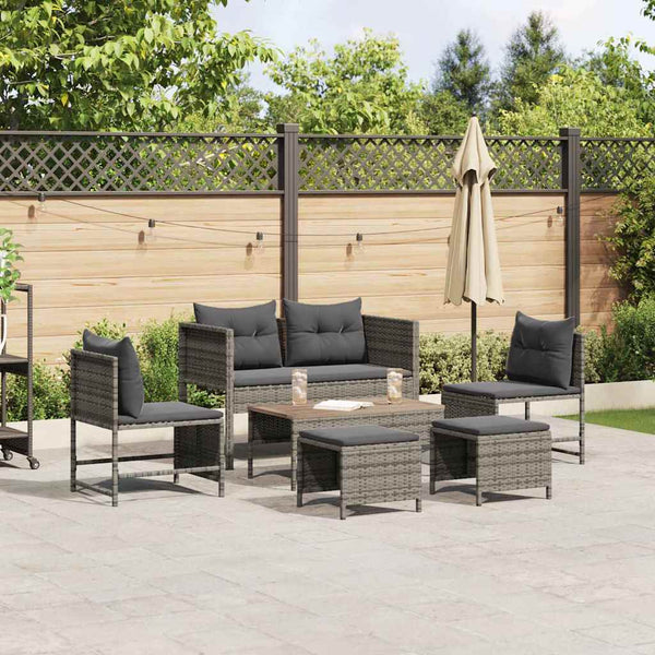 Gartensofa Set mit Kissen, Grau/Dunkelgrau