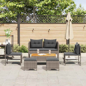 Gartensofa Set mit Kissen, Grau/Dunkelgrau