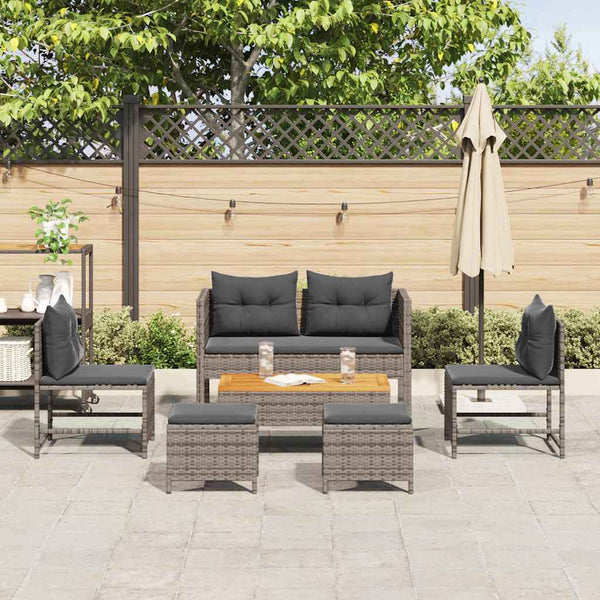 Gartensofa Set mit Kissen, Grau/Dunkelgrau