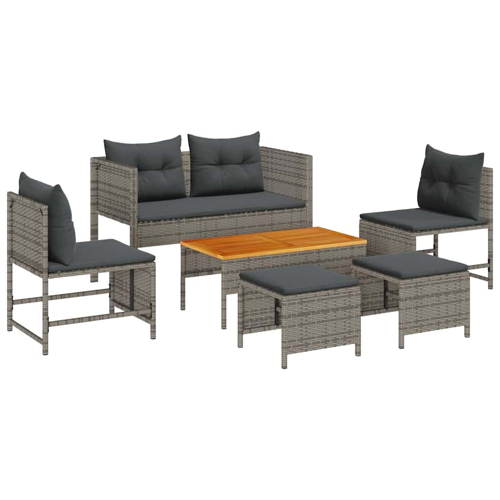 Gartensofa Set mit Kissen, Grau/Dunkelgrau