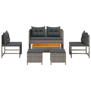 Gartensofa Set mit Kissen, Grau/Dunkelgrau
