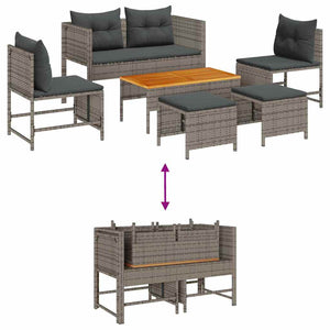 Gartensofa Set mit Kissen, Grau/Dunkelgrau