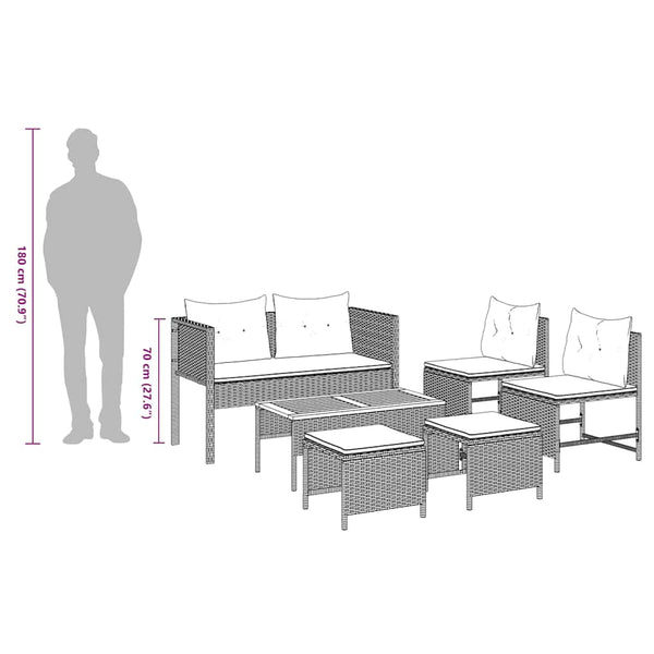 Gartensofa Set mit Kissen, Grau/Dunkelgrau
