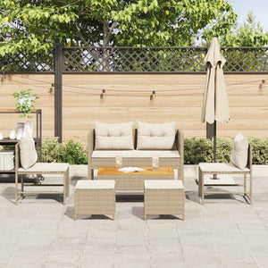 Gartensofa Set Beige Creme Polyrattan 6-teilig
