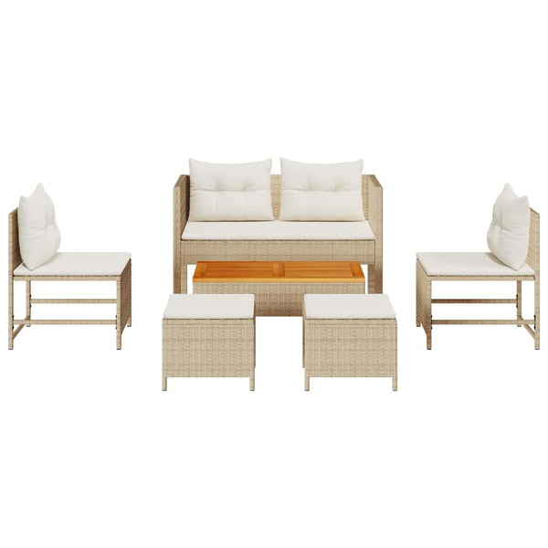 Gartensofa Set Beige Creme Polyrattan 6-teilig