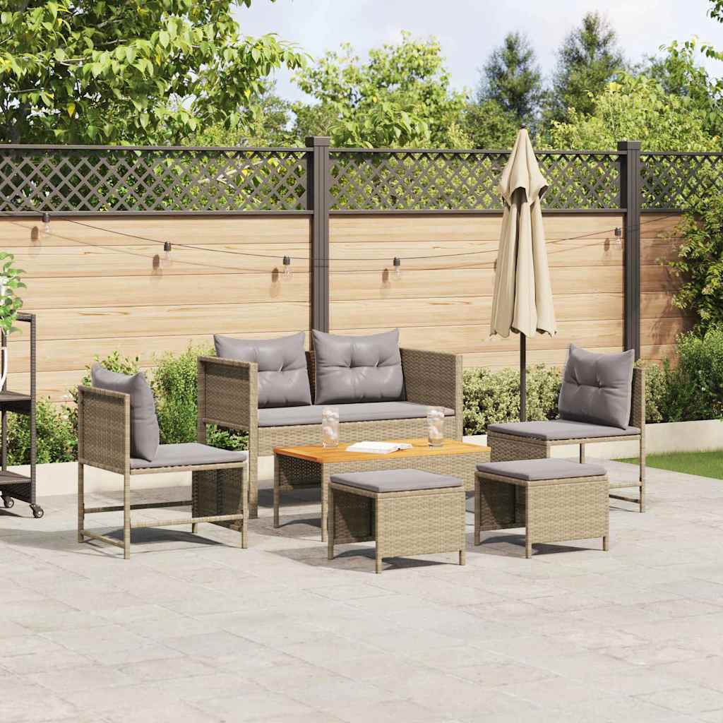 Gartensofa Set mit Kissen, 6-teilig