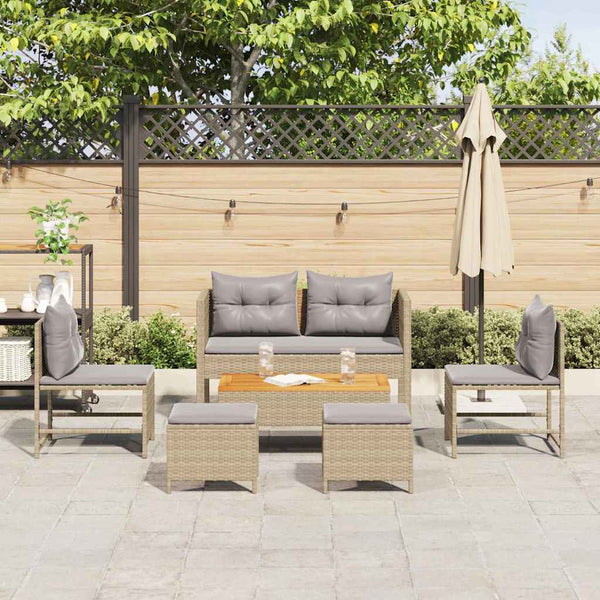 Gartensofa Set mit Kissen, 6-teilig