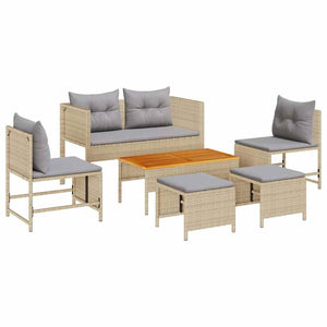 Gartensofa Set mit Kissen, 6-teilig
