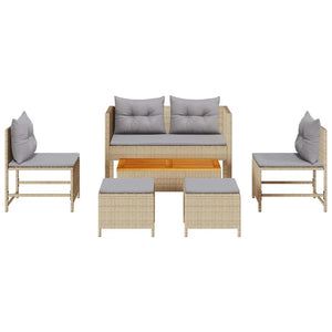 Gartensofa Set mit Kissen, 6-teilig