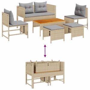 Gartensofa Set mit Kissen, 6-teilig