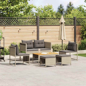 Gartensofa Set 6-teilig Poly Rattan Grau
